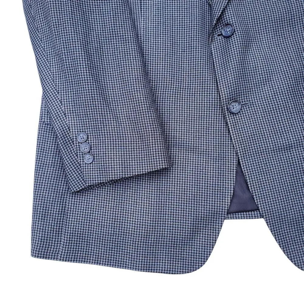 40 Savile Row Ivy Prep Puppytooth Check Blazer Jacket Sport Coat Silk Bamboo 42S